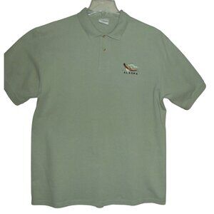 Alaska Polo Shirt Mens Large 42-44 Green Pique 100% Cotton short sleeve Stedman